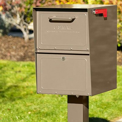 Rich Bronze mailbox installed with post