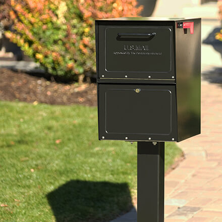 Black Mailbox installed with post
