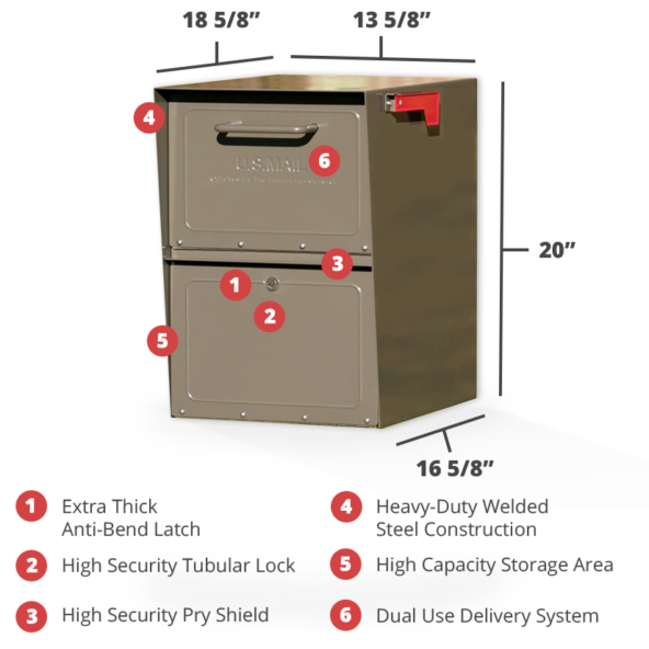 Rich Bronze mailbox dimensions and features