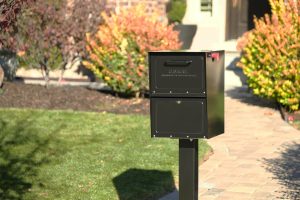 Black Mailbox installed with post